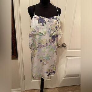 BCBGeneration Asymmetrical Floral Skirt - White and Purple